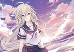  braids clouds ia long_hair polychromatic seifuku shiro_mayu sky vocaloid waifu2x 