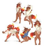  2018 ahoge angry anthro big_butt black_sclera blush bottomless breasts butt canid canine canis caradhina clothed clothing cosmicminerals crying digital_media_(artwork) digitigrade embers female fire flower fur hair hi_res larroqm long_hair looking_at_viewer mammal open_mouth plant pussy shirt simple_background smile solo sweater tears thick_thighs wolf 