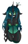  2015 alpha_channel amberony anthro anthrofied areola blue_hair breasts clothing corset fangs female friendship_is_magic glowing glowing_nipples green_eyes green_nipples green_pussy hair hi_res invalid_tag legwear long_hair looking_away makeup my_little_pony nipples pussy queen_chrysalis_(mlp) smile solo stockings teeth 