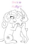  2016 annonymouse anthro black_and_white buckteeth crossover cutie_mark disney duo equine female feral friendship_is_magic horn judy_hopps lagomorph line_art mammal monochrome my_little_pony nude open_mouth rabbit smile sweetie_belle_(mlp) teeth unicorn zootopia 