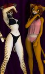  2016 3d_(artwork) anthro bra cat cgi cheetah chelsie_(kawa) clothed clothing digital_media_(artwork) duo feline female hair kawaoneechan letrune looking_at_viewer mammal navel nightgown panties skimpy smile underwear 