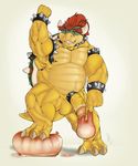 anthro armlet balls belly biceps big_muscles big_penis bowser bracelet claws cock_ring collar condom cum cum_on_penis dripping erection eyebrows fangs filled_condom flexing green_skin hair half-erect horn jewelry koopa leather looking_at_viewer male mario_bros musclegut muscular navel nintendo partially_retracted_foreskin penis red_eyes scalie shell smile solo spiked_armlet spiked_bracelet spiked_collar spikes standing teeth toe_claws uncut vein velrizoth video_games yellow_skin 
