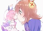  bad_id bad_pixiv_id blush brown_eyes brown_hair chicchana_yukitsukai_sugar closed_eyes dress fairy fairy_wings hair_ornament hat heart kiss mery_(apfl0515) minigirl multiple_girls nose_kiss pink_hair saga_bergman sugar_(chicchana_yukitsukai_sugar) wings yuri 