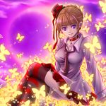  bad_id bad_pixiv_id beatrice blonde_hair bug butterfly choker highres insect necktie purple_eyes ren_lowol short_hair solo striped striped_legwear thighhighs umineko_no_naku_koro_ni 