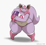  anthro clothing female gillpanda hair leggings legwear needle nidoqueen nintendo nurse pink_eyes pink_hair pink_skin pok&eacute;mon thong tongue tongue_out video_games 