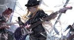  ayase_eli bangs bass_guitar bibi_(love_live!) black_hair black_hat blonde_hair blue_eyes bodysuit bow broken_glass cable chain cowboy_shot diamond_princess_no_yuuutsu drum drum_set drumsticks dutch_angle electric_guitar floating_hair glass guitar hair_between_eyes hair_bow hair_down hat highres holding holding_microphone instrument jewelry kamisa long_hair looking_at_viewer love_live! love_live!_school_idol_project microphone microphone_stand motion_blur multiple_girls music nishikino_maki off_shoulder playing_instrument red_bow red_hair ring shards skirt smile solo_focus speaker stage standing swept_bangs transparent twintails very_long_hair yazawa_nico 