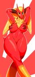  2016 anthro areola big_breasts blaziken breasts erect_nipples female looking_at_viewer navel nintendo nipples nude pok&eacute;mon pussy solo thehumancopier video_games 