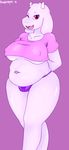  2016 angstrom anthro boss_monster breasts caprine clothed clothing female goat horn long_ears looking_at_viewer mammal nipple_bulge panties solo toriel under_boob undertale underwear video_games 