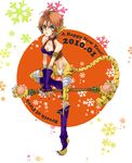  anco28 animal_ears breasts breath_of_fire breath_of_fire_ii bustier cat_ears cat_tail facial_mark furry gloves green_eyes medium_breasts no_panties no_pants orange_hair pointy_ears red_hair rinpoo_chuan short_hair solo staff tail white_background 