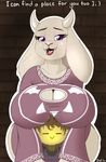  2016 ambiguous_gender anthro big_breasts boss_monster breasts caprine cleavage clothed clothing don_ko english_text female goat horn huge_breasts human mammal protagonist_(undertale) text toriel undertale video_games 
