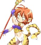  animal_ears breasts breath_of_fire breath_of_fire_ii bustier cat_ears cat_tail facial_mark furry gloves green_eyes kingetsu_mikoto medium_breasts no_panties no_pants orange_hair pointy_ears red_hair rinpoo_chuan short_hair solo staff tail 