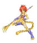  absurdres animal_ears atm_(samuraiedge) breasts breath_of_fire breath_of_fire_ii bustier cat_ears cat_tail facial_mark furry gloves green_eyes highres no_panties no_pants orange_hair pointy_ears red_hair rinpoo_chuan sharp_toenails short_hair small_breasts solo staff tail toenails white_background 