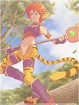  animal_ears breasts breath_of_fire breath_of_fire_ii bustier cat_ears cat_tail facial_mark furry gloves green_eyes koto_(koto_720) no_panties no_pants orange_hair pointy_ears red_hair rinpoo_chuan sharp_toenails short_hair small_breasts solo staff tail toenails 
