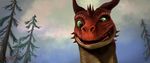  2013 3d_(artwork) cgi cloud digital_media_(artwork) dragon drakkor feral forest green_eyes horn lizard looking_at_viewer male open_mouth outside red_scales reptile salireths scales scalie sky smile solo spines text tree yellow_scales 