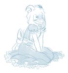  2016 apron asriel_dreemurr black_sclera blush boss_monster caprine clothed clothing crossdressing dress flustered goat horn kneeling long_ears maid_uniform male mammal monochrome pharaocat sketch solo undertale uniform video_games 