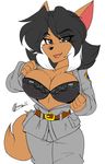  2016 akatsukishiranui-fox anthro big_breasts bra breasts cat cleavage clothed clothing felina_feral feline female flashing mammal smile solo swat_kats underwear 