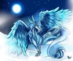  2016 blue_hair cyan_eyes cyan_feathers cyan_scales dragon feathers female feral fur hair hi_res horn ice_dragon kaeaskavi lying nude on_back pussy scales scalie snow solo spread_legs spreading srati tail_tuft tuft white_scales wings 