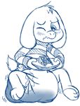  asriel_dreemurr blush cake diaper embarrassed feces fillyscoots42 food monster one_eye_closed paws plate quivering_lips scat soiling squint undertale video_games wink 