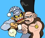  commentary crossover donkey_kong_(series) eddie_the_mean_old_yeti facial_hair food gorilla hat ice_cream ice_cream_cone jean_pierre_polnareff jean_pierre_polnareff_(cosplay) jojo_no_kimyou_na_bouken medallion mustache shenanimation silver_chariot silver_chariot_(cosplay) 