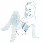  2016 asriel_dreemurr blush boss_monster caprine clothed clothing corset crossdressing elbow_gloves gloves goat horn legwear long_ears male mammal monochrome panties pharaocat socks solo thigh_highs undertale underwear video_games 