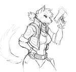  2016 anthro big_breasts breasts cleavage clothed clothing crossgender female fox_mccloud gun guoh jacket mammal nintendo pants ranged_weapon simple_background sketch solo star_fox video_games weapon white_background 