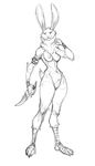  2016 anthro breasts dagger female guoh lagomorph looking_at_viewer mammal melee_weapon pussy rabbit simple_background smile solo weapon white_background 