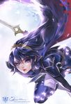  blue_eyes blue_hair cape falchion_(fire_emblem) fire_emblem fire_emblem:_kakusei gloves lips long_hair looking_at_viewer lucina na_young_lee solo sword tiara weapon 