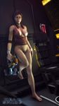  1girl 3d areolae bottomless breasts brown_hair dead_space ellie_langford female fingernails nipples nude pussy small_breasts solo toenails twintails weapon 