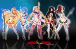  5girls aino_minako bishoujo_senshi_sailor_moon black_hair blonde_hair blue_eyes blue_hair breasts cleavage full_body green_eyes hino_rei kill_la_kill kino_makoto large_breasts long_hair mizuno_ami multiple_girls purple_eyes red_hair sailor_jupiter sailor_mars sailor_mercury sailor_moon sailor_venus senketsu short_hair standing suspenders takumy tsukino_usagi twintails underboob very_long_hair 