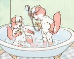  anthro bals bath bathroom bathtime bathtub canine cub digital_media_(artwork) dog duo hi_res lavilovi male mammal nipples nude penis slightly_chubby smile uncut young 