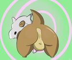  anus backsack balls bent_over butt cubone erection eyes_closed feral hi_res male nintendo pawn penis pok&eacute;mon presenting raised_tail rear_view simple_background solo video_games 