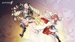  armor dress elise_(fire_emblem) fire_emblem_if heels kozaki_yuusuke miko nintendo sakura_(fire_emblem) thighhighs wallpaper weapon 