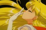  1girl aino_minako animated animated_gif bangs bishoujo_senshi_sailor_moon blonde_hair blown_kiss earrings eyes_closed female gloves heart jewelry long_hair magical_girl neck necklace sailor_venus solo super_sailor_venus tiara upper_body 