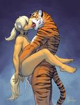  balls collar cum cum_leaking feline female french_kissing kissing male male/female mammal meesh mind_control nude sex tiger whiskers 