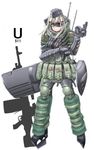  armor assault_rifle character_name gun highres kantai_collection load_bearing_vest looking_at_viewer peace_symbol rifle saizu_nitou_gunsou solo swastika u-511_(kantai_collection) weapon 