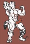  2015 abs animal_genitalia animal_penis anthro balls biceps canine canine_penis erection fur knot male mammal muscular nude pecs penis rex_wusky sh0tty simple_background solo white_fur wusky 