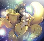  artist_request black_hair fox furry long_hair multiple_breasts multiple_tails tongue 