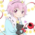  animal cat commentary heart komeiji_satori pink_eyes pink_hair smile solo touhou yuzuna99 