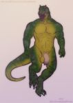  2019 anthro balls biceps claws dinosaur invalid_tag lostgoose male muscular nude penis reptile scalie solo standing 