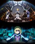  2girls absurdres frolaytia_capistrano havia_winchell heavy_object highres milinda_brantini multiple_boys multiple_girls official_art qwenthur_barbotage 