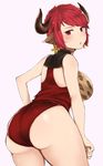  animal_ears ass blush breasts cow_ears cross cross_earrings draph earrings granblue_fantasy horns jewelry large_breasts looking_at_viewer moshoko_(mizuneroku) red_eyes red_hair short_hair solo sturm_(granblue_fantasy) 