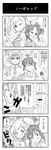  :d :p abe_nana bow bowtie comic facial_hair glasses greyscale hat heart heart_hands highres idolmaster idolmaster_cinderella_girls maid microphone monochrome mustache necktie niku-name one_eye_closed open_mouth ponytail satou_shin smile tongue tongue_out translated twintails v-shaped_eyebrows 