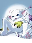  &lt;3 2016 anthro anus bedroom_eyes blue_eyes claws digimon female flat_chested fur gatomon goshaag half-closed_eyes hindpaw long_ears open_mouth pawpads paws presenting presenting_pussy pussy seductive sitting solo toe_claws white_fur 