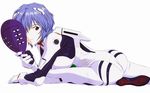  alternate_breast_size arm_support artist_request ass ayanami_rei bangs blue_hair bodysuit bracer breast_press breasts dimples_of_venus from_side gloves hair_between_eyes hair_ornament headgear highres holding holding_mask lilith_(evangelion) looking_at_viewer looking_back lying mask mask_removed medium_breasts neon_genesis_evangelion non-web_source on_stomach one_eye_covered pale_skin pilot_suit plugsuit red_eyes short_hair simple_background skin_tight smile solo turtleneck wallpaper white_background white_bodysuit 