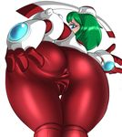  1girl android anus armor ass ass_grab blue_eyes cameltoe deep_skin from_behind from_below green_hair huge_ass looking_back looking_down marina_liteyears pussy short_hair solo spread_anus_under_clothes spread_ass spread_pussy spread_pussy_under_clothes yuke_yuke!!_trouble_makers 