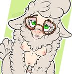  2016 alexdiren anthro blush breasts caprine cum cum_on_face dawn_bellwether disney eyewear female glasses green_eyes mammal nipples nude pussy pussy_juice sheep solo zootopia 