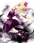 ascot bad_id bad_pixiv_id blonde_hair bow douji hair_bow highres outstretched_arms red_eyes rumia solo touhou 