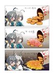  :p ahoge asashimo_(kantai_collection) chicken_nuggets clenched_teeth colorized comic crying crying_with_eyes_open drooling food hair_over_one_eye highres kaga3chi kantai_collection kiyoshimo_(kantai_collection) long_hair looking_away multiple_girls open_mouth school_uniform silent_comic smile steak tears teeth tongue tongue_out translated trembling very_long_hair wavy_mouth 