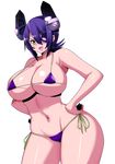  bad_id bad_pixiv_id bikini breasts curvy eyepatch fang kantai_collection large_breasts micro_bikini perepere-kun solo swimsuit tenryuu_(kantai_collection) thick_thighs thighs 