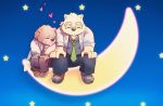  &lt;3 2019 anthro clothing duo eyes_closed eyewear footwear fur glasses humanoid_hands jambavan lagoon_bluebear leib_(tas) male mammal moon necktie pants polar_bear sandals shirt sitting slightly_chubby tokyo_afterschool_summoners ursid ursine video_games white_fur 